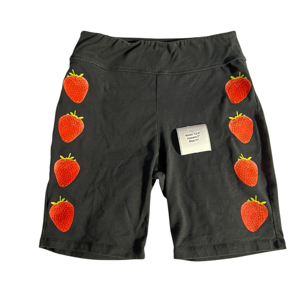 Urban Outfitters Black Athletic Shorts with Strawberry Print